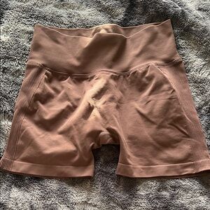 High-Waisted Brown Biker Shorts